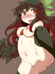 Rule 34 | 1girl, anus, black hair, blush, bow, breasts, cleft of venus, collagen, hair bow, highres, long hair, medium breasts, navel, nipples, open mouth, pussy, red eyes, reiuji utsuho, spread legs, thighhighs, tongue, touhou, uncensored, wings