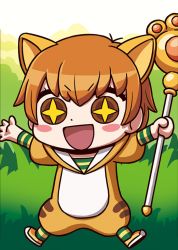 Rule 34 | + +, 1girl, animal costume, animal ears, blush stickers, cat costume, chibi, extra ears, fate/grand order, fate (series), fujimura taiga, holding, jaguar ears, jaguarman (fate), official art, open mouth, orange hair, outstretched arms, paw stick, riyo (lyomsnpmp), short hair, smile, solo