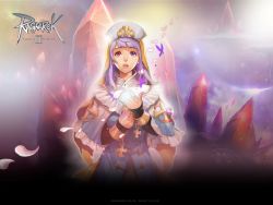 Rule 34 | 1girl, aione oakley, bug, butterfly, hat, heterochromia, highres, bug, jewelry, lipstick, makeup, myung-jin lee, official art, official wallpaper, pope, purple hair, ragnarok online 2: legend of the second, solo, wallpaper