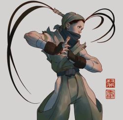 Rule 34 | 1girl, antenna hair, artstation sample, baggy pants, bandages, bare hips, black hair, capcom, covered mouth, dougi, gloves, hip vent, ibuki (street fighter), image sample, japanese clothes, long hair, mask, mouth mask, ninja, no panties, pants, sleeveless, solo, street fighter, white background, will murai