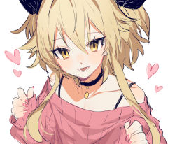 Rule 34 | 1boy, androgynous, blonde hair, envy elika (koyashaka), half updo, heart, highres, koyashaka, looking at viewer, male focus, open mouth, original, short hair with long locks, short twintails, sketch, smile, solo, trap, twintails, white background, yellow eyes