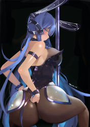 Rule 34 | :o, animal ears, arched back, armband, arms behind back, ass, ass focus, azitama atsushi (attyuu), azur lane, bare shoulders, blue eyes, blue hair, bodystocking, breasts, cola, cuffs, curvy, fake animal ears, from behind, from side, hand on own hip, hand on own ass, headgear, large breasts, leg up, legs apart, leotard, long hair, looking to the side, new jersey (azur lane), new jersey (exhilarating steps!) (azur lane), official alternate costume, open mouth, pantyhose, playboy bunny, pole, pole dancing, rabbit ears, see-through, shiny clothes, shiny skin, sideboob, sleeve cuffs, spread legs, squatting, stripper, stripper pole, thick thighs, thighs