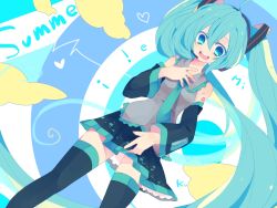 Rule 34 | 1girl, aqua eyes, aqua hair, bad id, bad pixiv id, character name, detached sleeves, hatsune miku, headset, long hair, necktie, open mouth, shapeson, skirt, solo, tedamarutarou, thighhighs, twintails, very long hair, vocaloid
