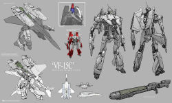 Rule 34 | absurdres, blueprint (medium), commentary, comparison, energy cannon, engine, english commentary, english text, gerwalk, gunpod, highres, machinery, macross, mecha, realistic, robot, science fiction, signature, thrusters, transformation, variable fighter, vf-15c, watermark, web address