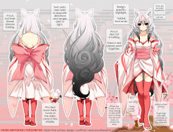 Rule 34 | 1girl, amaterasu (ookami), animal ears, back, bare shoulders, barefoot, black eyes, breasts, breasts apart, detached sleeves, english text, gradient hair, japanese clothes, kaze-hime, kimono, long hair, multicolored hair, obi, ookami (game), personification, ribbon, sash, silver hair, solo, tail, thighhighs, toeless legwear, toes, very long hair, wolf ears, wolf tail