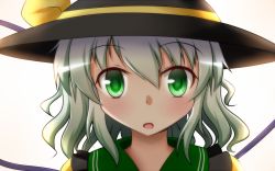 Rule 34 | 1girl, green eyes, green hair, hat, hat ribbon, komeiji koishi, looking at viewer, matching hair/eyes, open mouth, ribbon, short hair, solo, ten203159, touhou
