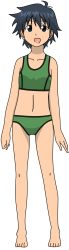 Rule 34 | barefoot, bikini, black hair, blue eyes, highres, saitou nagisa, shinryaku! ikamusume, solo, sports bikini, swimsuit