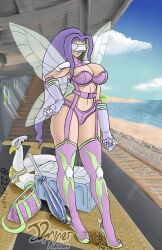 Rule 34 | breasts, digimon, digimon (creature), fairimon, gloves, head wings, highres, large breasts, long hair, mask, swanmon, wings