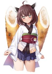 Rule 34 | 1girl, absurdres, ahoge, arms at sides, blue skirt, blush, breasts, brown hair, contrapposto, cowboy shot, cropped legs, ebifurya, floral print, headgear, highres, japanese clothes, jitome, kimono, kiritanpo (food), long sleeves, looking at viewer, obi, obiage, obijime, parted lips, pink eyes, pleated skirt, print kimono, psd available, red sash, sash, short hair, skirt, small breasts, solo, tachi-e, teeth, touhoku kiritan, transparent background, voiceroid, white kimono, wide sleeves