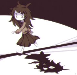 Rule 34 | 1girl, bags under eyes, brown hair, care (petscop), chromatic aberration, crying, different shadow, highres, messy hair, muted color, no mouth, pale skin, petscop, running, tears, wide-eyed, yatsunote
