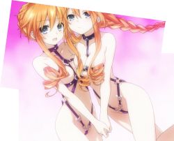 Rule 34 | 10s, 2girls, bdsm, blue eyes, bondage outfit, braid, breasts, date a live, drill hair, holding hands, harness, highres, incest, long hair, looking at viewer, looking back, multiple girls, orange hair, screencap, siblings, sisters, stitched, third-party edit, twin drills, twincest, twins, twintails, very long hair, yamai kaguya, yamai yuzuru, yuri