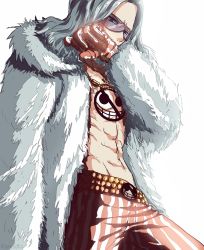 Rule 34 | 1boy, abs, bad id, bad pixiv id, blue eyes, blue hair, glasses, gloves, long hair, male focus, marmaladica, matching hair/eyes, one piece, sarkies, simple background, solo, sunglasses, tattoo, white background
