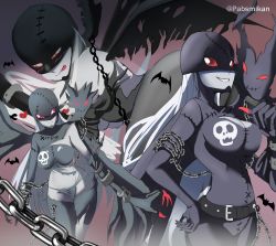 Rule 34 | 1girl, artist request, curvy, demon, demon girl, digimon, fallen angel, highres, ladydevimon, multiple views, naughty face, red eyes, solo, wide hips