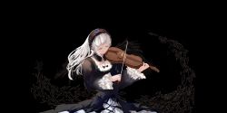 Rule 34 | 1girl, 282078973, bow (music), dress, frills, headband, highres, instrument, long hair, long sleeves, music, playing instrument, rozen maiden, silver hair, suigintou, violin