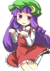 Rule 34 | 1girl, blush, chen, chen (cosplay), cosplay, crescent, gaoo (frpjx283), hat, highres, long hair, patchouli knowledge, paw pose, purple eyes, purple hair, solo, touhou