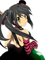 Rule 34 | 1girl, absurdres, alternate costume, bad id, bad pixiv id, bare shoulders, black hair, blush, brown eyes, detached sleeves, female focus, gothic lolita, guitar, hat, highres, instrument, k-on!, lolita fashion, long hair, looking back, nakano azusa, oyu no kaori, solo, tears, transparent background, twintails