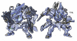 Rule 34 | chibi, dual wielding, gun, holding, holding gun, holding knife, holding weapon, knife, looking down, looking to the side, mecha, multiple views, muv-luv, muv-luv alternative, no humans, open hand, robot, science fiction, sketch, tactical surface fighter, tanimeso, type 97 fubuki, visor, weapon, white background