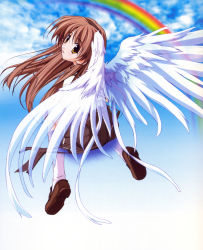 Rule 34 | 1girl, angel, angel wings, hizuki ayaka, memories off, rainbow, school uniform, serafuku, solo, wings
