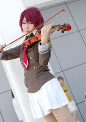 Rule 34 | ayumi (cosplayer), cosplay, hino kahoko, instrument, kiniro no corda, lowres, photo (medium), school uniform, serafuku, violin