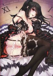 Rule 34 | 10s, 1girl, alternate costume, black hair, black thighhighs, blush, breasts, bukkake, clara v, cleavage, clock, clock eyes, cum, cum on body, cum on breasts, cum on lower body, cum on pussy, cum on upper body, date a live, dress, enmaided, facial, feet, female focus, fujimi shobo, garter straps, goth fashion, large breasts, legs, lolita fashion, long hair, looking at viewer, lying, maid, maid headdress, nipples, no shoes, open mouth, panties, pink panties, pussy, red eyes, skirt, solo, symbol-shaped pupils, thighhighs, thighs, tokisaki kurumi, twintails, uncensored, underwear, upskirt, yellow eyes