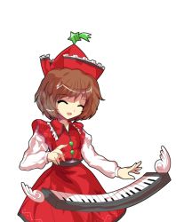 Rule 34 | 1girl, alphes (style), bad id, bad pixiv id, brown hair, female focus, hat, instrument, kaoru (gensou yuugen-an), keyboard (instrument), lyrica prismriver, open mouth, parody, rararatolololo, shooting star, short hair, smile, solo, style parody, touhou, transparent background