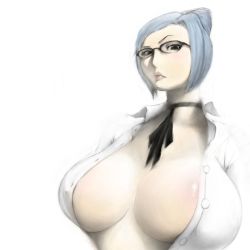 Rule 34 | 10s, 1girl, artist request, breasts, cleavage, glasses, huge breasts, prison school, shiraki meiko, solo