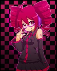 Rule 34 | 1girl, :p, ahoge, detached sleeves, drill hair, female focus, glasses, headphones, headset, kasane teto, red eyes, red hair, ska, skirt, smile, solo, tongue, tongue out, twintails, utau, vocaloid