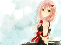 Rule 34 | 10s, 1girl, bare shoulders, dress, erurun39, guilty crown, hair ornament, hairclip, long hair, looking at viewer, open mouth, pink hair, red eyes, solo, twintails, yuzuriha inori