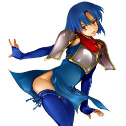 Rule 34 | 1girl, armor, bad id, bad pixiv id, blue hair, breastplate, catria (fire emblem), elbow gloves, fingerless gloves, fire emblem, fire emblem: mystery of the emblem, fire emblem: new mystery of the emblem, fire emblem: shadow dragon, fire emblem: shadow dragon and the blade of light, fire emblem echoes: shadows of valentia, fire emblem gaiden, gloves, headband, long hair, looking at viewer, nintendo, pauldrons, red eyes, shoulder armor, simple background, smile, solo, thighhighs, white background