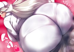 Rule 34 | 1girl, ass, ass focus, bent over, blonde hair, blue eyes, breasts, creatures (company), from behind, game freak, hat, heart, huge ass, huge breasts, kandata nijou, long hair, looking at viewer, looking back, melony (pokemon), nintendo, pantyhose, pantyhose under shorts, pantylines, pokemon, pokemon swsh, shorts, solo, steam, translation request, very long hair, white hat, winter clothes