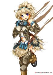 Rule 34 | armor, barioth (armor), blue eyes, blush, capcom, console, handheld game console, highres, monster hunter (series), monster hunter portable 3rd, playstation portable, sony, white hair