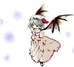 Rule 34 | 1girl, blush, female focus, frown, hat, highres, kotaka, no nose, remilia scarlet, simple background, solo, touhou, white background, wings