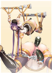 Rule 34 | 1girl, anal, anal object insertion, ass, bdsm, bondage, bound, breast bondage, breasts, cosplay, gun, hanging breasts, hat, hiememiko, highres, large breasts, long hair, magical girl, magical musket, mahou shoujo madoka magica, mahou shoujo madoka magica (anime), multiple views, object insertion, original, purple eyes, purple hair, ribbon, ribbon bondage, skirt, solo focus, suspension, thighhighs, tomoe mami, tomoe mami (cosplay), twintails, uncensored, underwear, vaginal, vaginal object insertion, weapon