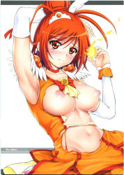 Rule 34 | armpits, head wings, highres, nipples, orange theme, precure, solo, suite precure, tagme, torn clothes, wings