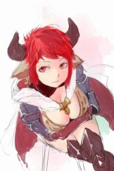 Rule 34 | 10s, 1girl, animal ears, animal print, armor, armored boots, bikini, bikini top only, boots, breast hold, breasts, cape, cleavage, closed mouth, cow ears, cow horns, cross, cross earrings, crossed arms, draph, earrings, elbow gloves, first forest, from above, gloves, granblue fantasy, hood, hood down, horns, jewelry, large breasts, crossed legs, leopard print, leotard, pink eyes, red gloves, red hair, short hair, shoulder pads, sitting, sketch, solo, sturm (granblue fantasy), swimsuit, thigh boots, thighhighs, zettai ryouiki