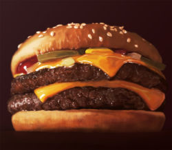 Rule 34 | black background, burger, cheese, food, food focus, humohumoelmo, ketchup, meat, mustard, no humans, onion, original, photorealistic, pickle, realistic, simple background