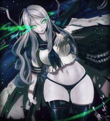 Rule 34 | 1girl, 3d, absurdres, abyssal ship, black panties, boots, breasts, colored skin, curvy, custom maid 3d 2, ffkw, glowing, glowing eyes, green eyes, highres, holding, jewelry, kantai collection, long hair, nail polish, navel, open mouth, pale skin, panties, ring, sailor collar, sailor shirt, shirt, skindentation, solo, ta-class battleship, underwear, water, weapon, white skin