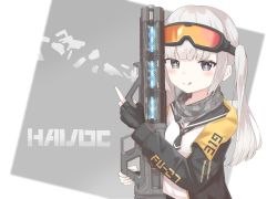 Rule 34 | + +, 1girl, blush, copyright request, dot nose, fujina (fujina31q), grey background, gun, highres, holding, holding gun, holding weapon, licking lips, original, simple background, solo, tagme, tongue, tongue out, weapon, white background