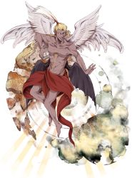 Rule 34 | 1990s (style), 1boy, angel wings, blonde hair, cefca palazzo, demon wings, final fantasy, final fantasy vi, flying, male focus, topless male, solo, sotohara, wings