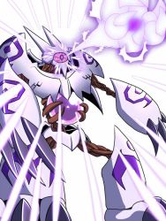 Rule 34 | claws, digimon, horns, one-eyed, parallelmon, purple eyes, solo