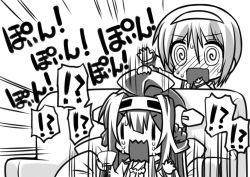 Rule 34 | !?, 10s, 2girls, @ @, ahoge, antenna hair, blush, confused, couch, crying, cup, detached sleeves, double bun, greyscale, hairband, hand to own mouth, headgear, japanese clothes, kantai collection, kongou (kancolle), long hair, miko, monochrome, motion lines, multiple girls, natori (kancolle), nontraditional miko, open mouth, rectangular mouth, school uniform, senomoto hisashi, serafuku, short hair, sitting, spoken interrobang, surprised, sweat, teacup, tears, translation request, wavy mouth, wide sleeves, | |