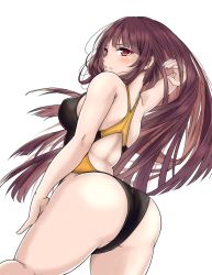 Rule 34 | 1girl, aiuti, alternate costume, ass, bare shoulders, blush, breasts, cameltoe, competition swimsuit, girls&#039; frontline, hand on own hip, highres, large breasts, long hair, looking at viewer, one-piece swimsuit, purple hair, red eyes, sideboob, solo, swimsuit, wa2000 (girls&#039; frontline)