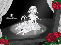 Rule 34 | 00s, highres, pale skin, pink eyes, rozen maiden, solo, suigintou, wallpaper, white hair