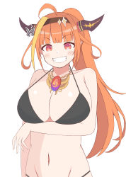 Rule 34 | 1girl, breasts, dragon girl, highres, hololive, horns, kiryu coco, large breasts, orange hair, smile, solo, virtual youtuber
