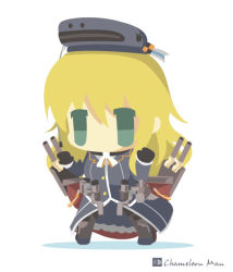 Rule 34 | 10s, 1girl, atago (kancolle), bad id, bad pixiv id, blonde hair, chameleon man (three), chibi, flat color, green eyes, kantai collection, long hair, no lineart, simple background, white background