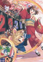 Rule 34 | 2girls, blush, happy new year, highres, japanese clothes, kimono, multiple girls, new year, original, s.u. (simpleu818)