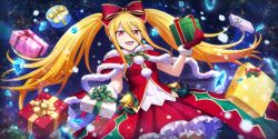 Rule 34 | blonde hair, bow, box, christmas, christmas present, evileye (overlord), gift, gift box, highres, official art, overlord (maruyama), red eyes, tagme, twintails, vampire
