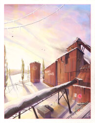 building chemicalalia conveyor_belt day ice industrial outdoors scenery shadow silo snow sunlight team_fortress_2 tree