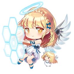 Rule 34 | 2girls, arm ribbon, artist request, barrier fairy (girls&#039; frontline), blonde hair, blue bow, blue choker, blue footwear, blue halo, blue ribbon, blush, blush stickers, bow, braid, chibi, choker, closed mouth, crown braid, dress, energy barrier, energy shield, fairy (girls&#039; frontline), frilled dress, frills, full body, girls&#039; frontline, hair bow, halo, honeycomb (pattern), long hair, looking at viewer, mechanical wings, multiple girls, official art, ribbon, simple background, sleeveless, sleeveless dress, smile, third-party source, transparent background, waist ribbon, white dress, wings, yellow eyes, | |