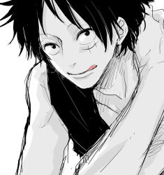 Rule 34 | 1boy, aya (6335), looking at viewer, lowres, male focus, monkey d. luffy, one piece, scar, solo, spot color, tongue